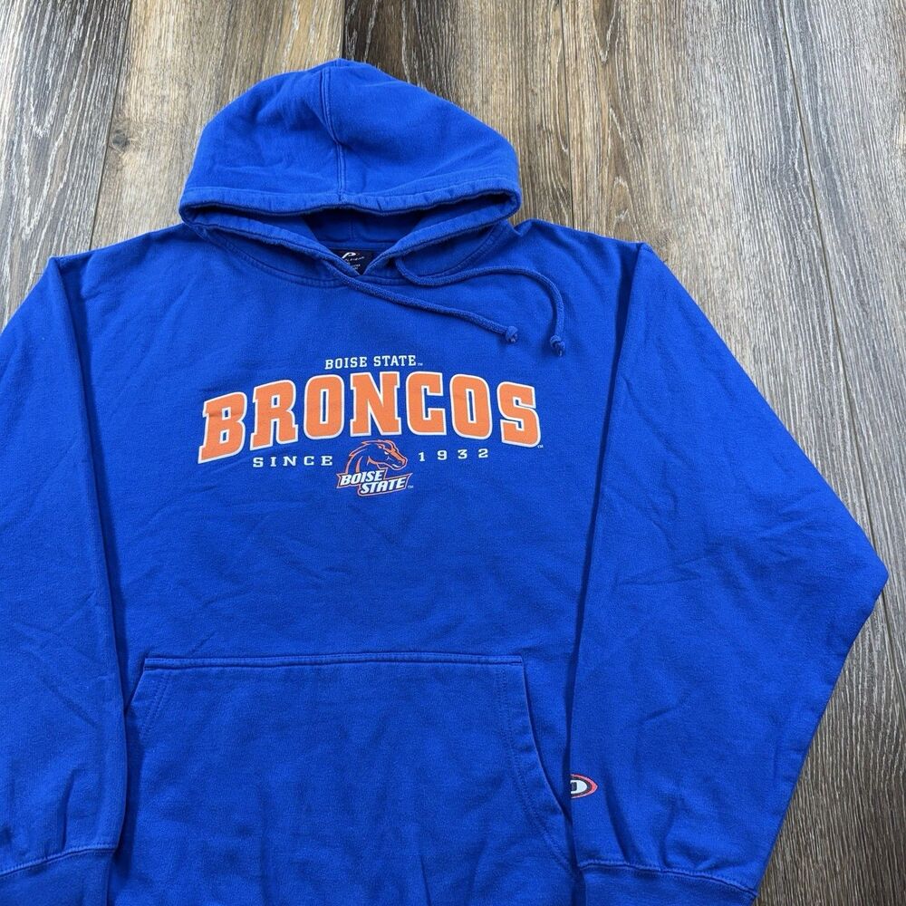 Vintage Boise State Broncos Hoodie Mens XL Blue Sweatshirt Team Logo Y2K Sweater
